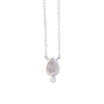 Close-Out-50196 <br> necklace 5x7mm pear shape bezel set w/ 1.5mm rd White Topaz 16" + 2" ext. - Image 7