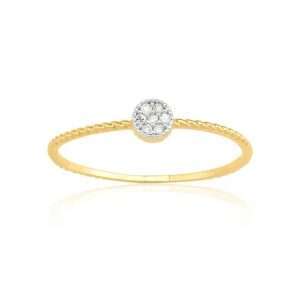 91024 <br> ring twisted band w/ CZ  disc  *6-8  .925 Gold Plated