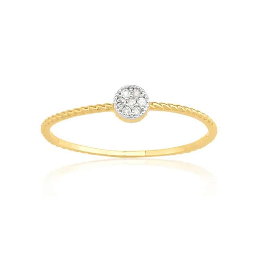 91024 <br> ring twisted band w/ CZ  disc  *6-8  .925 Gold Plated - Image 1