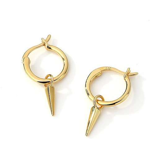 Close-Out-92124 <br> earring cool girl stud on hoop .925 gold plated - Image 1