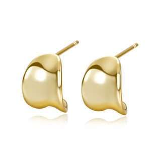 92129 <br> earring 1/2 hoop concave .925 Gold Plated