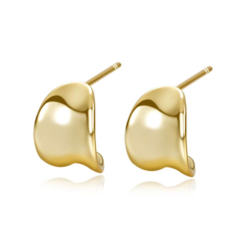 92129 <br> earring 1/2 hoop concave .925 Gold Plated - Image 1