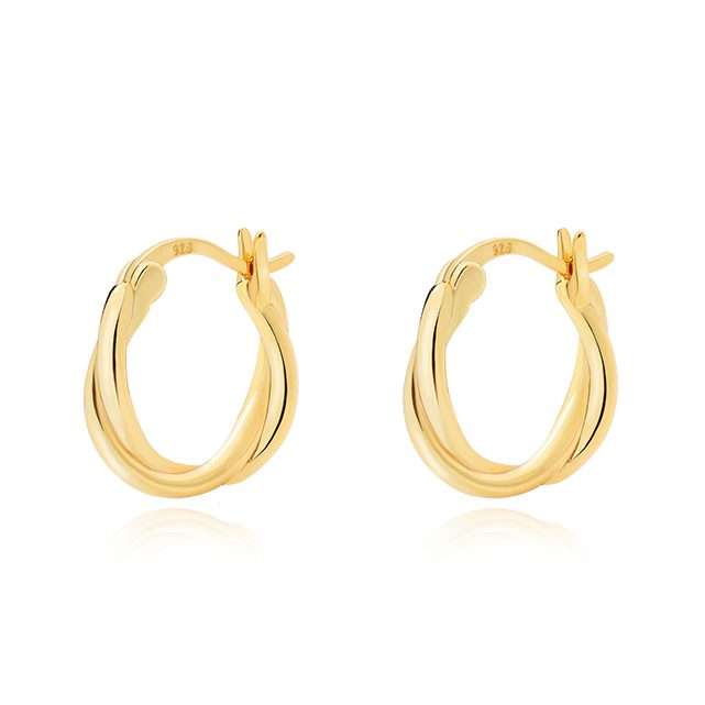 92130 <br> earring twisted circle hoop .925 Gold Plated - Image 1