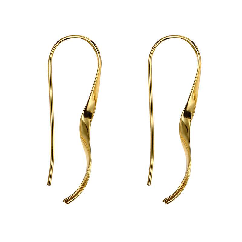 Close-Out-92131 <br> earring wave shaped hook  .925 Gold Plated - Image 1