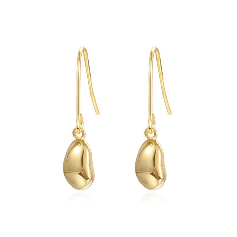 Close-Out-92132 <br> earring curved bean .925 Gold Plated - Image 1