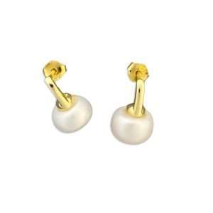 Close-Out-92139 <br> ear stud round freshwater pearl.925 Gold Plated