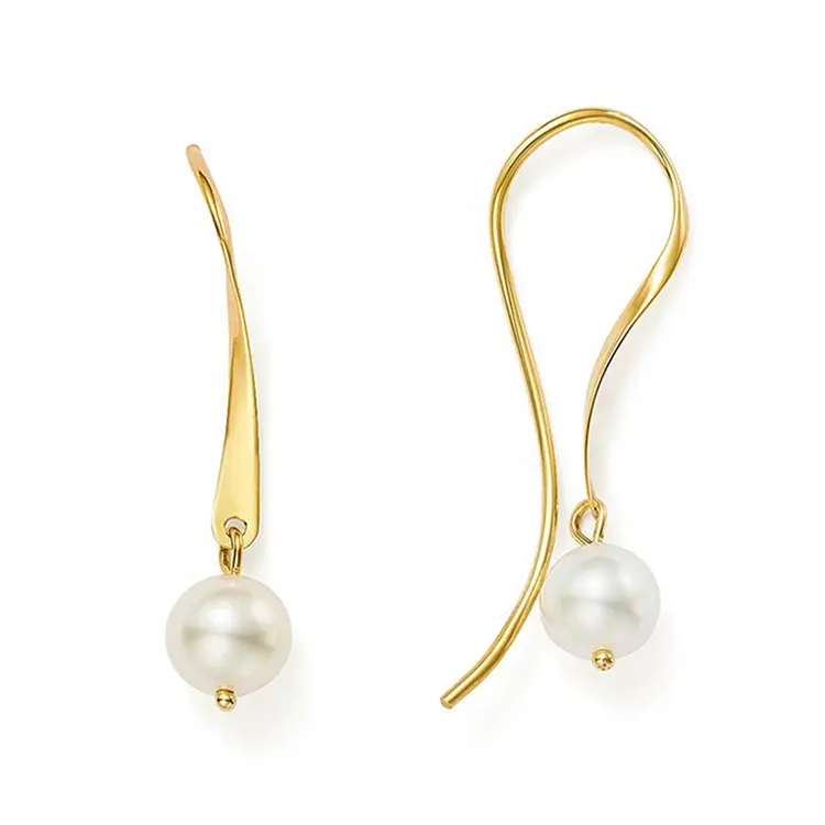 Close-Out-92140 <br> earring shell pearl drop. 925 Gold Plated - Image 1