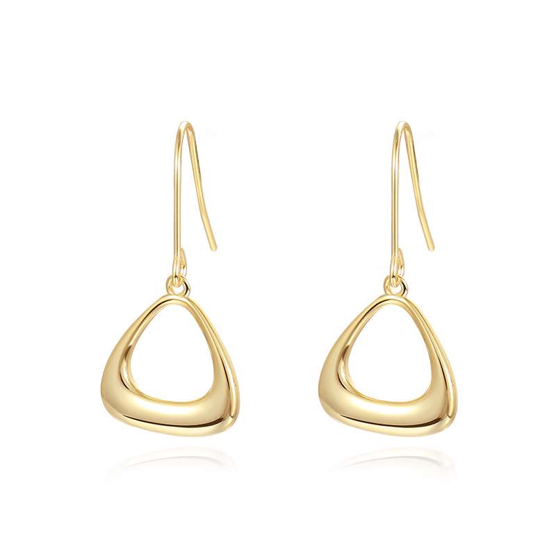 92172 <br> earring hollow out triangle  .925 Gold PLated - Image 1