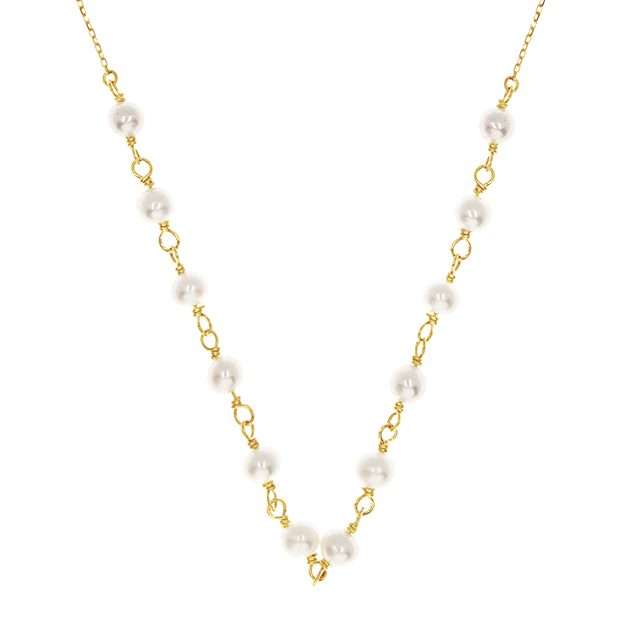 Close-Out-95037 <br> necklace shell pearls w/ .925 14Kt Gold Plated clasp - Image 1