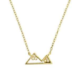Close-Out-95117 <br> necklace 15mm mountains pave 16" + 2" ext  .925 GOLD PLATED