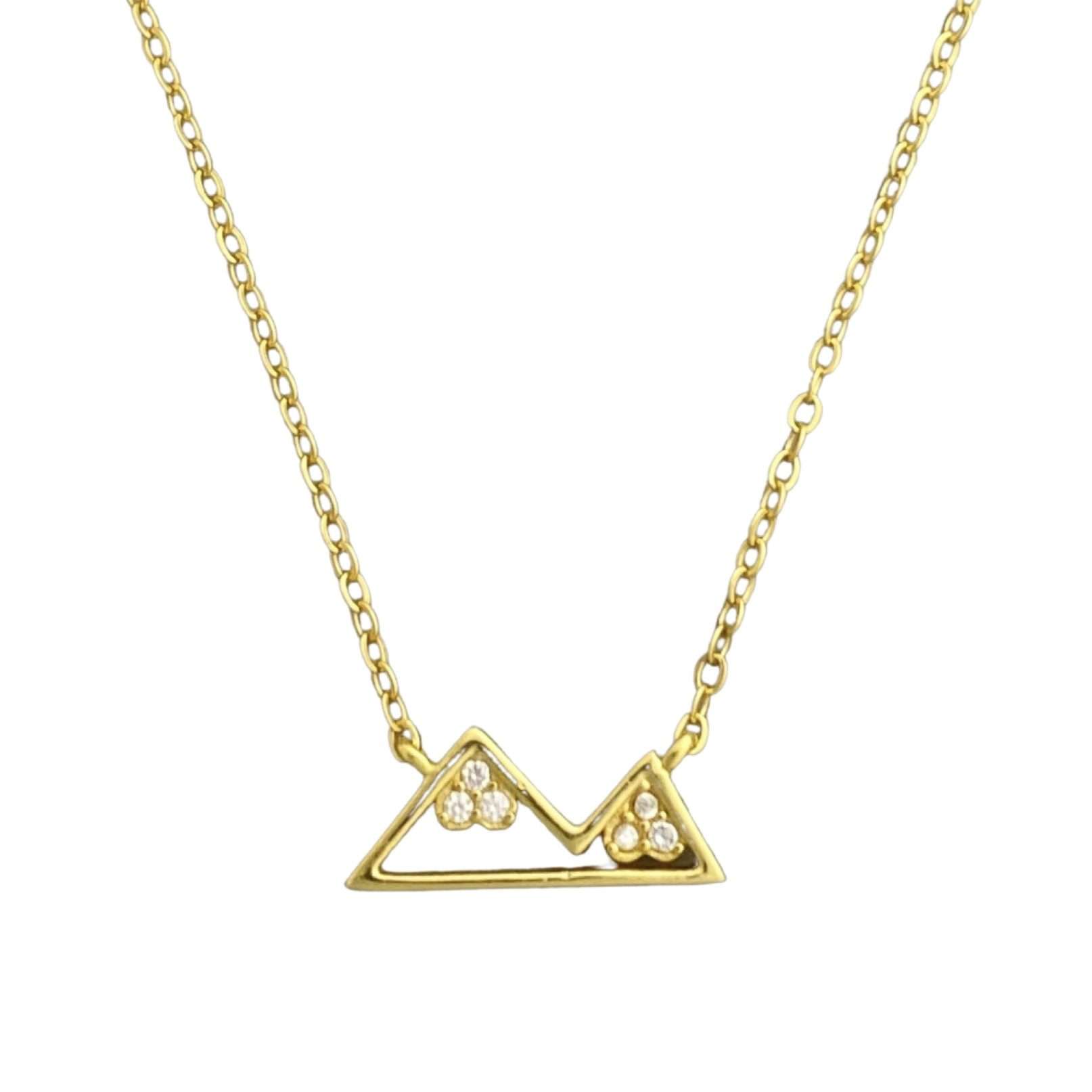 Close-Out-95117 <br> necklace 15mm mountains pave 16" + 2" ext  .925 GOLD PLATED - Image 1