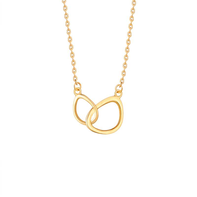 95144 <br> necklace interlocking links  16"+2+ ext  .925 Gold PLated - Image 1