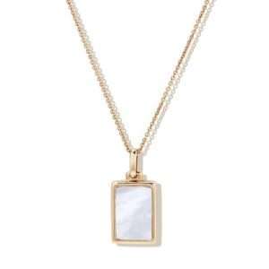 Close-Out-95185 <br> necklace MOP locket 16"+2" ext .925 Gold Plated