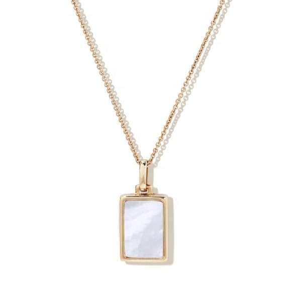 Close-Out-95185 <br> necklace MOP locket 16"+2" ext .925 Gold Plated - Image 1