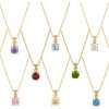 95184 <br> necklace 5mm round birthstone 16"+2" ext .925 Gold Plated - Thumbnail Image 1
