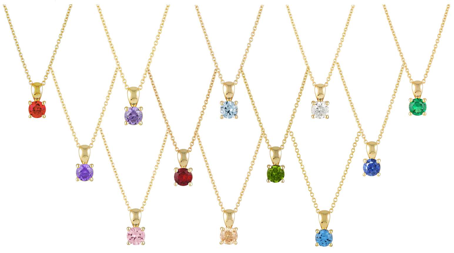 95184 <br> necklace 5mm round birthstone 16"+2" ext .925 Gold Plated - Image 1
