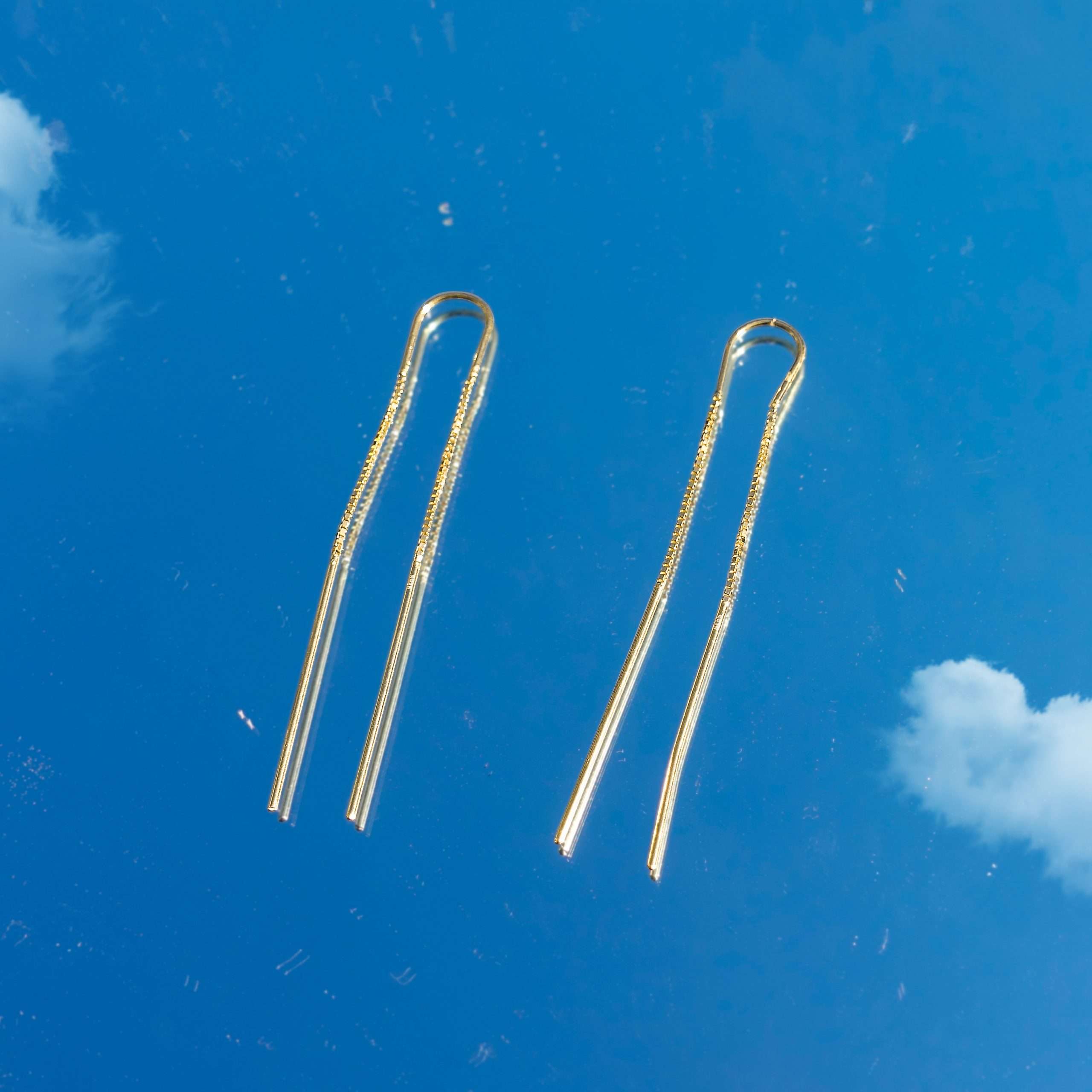 92126 <br> earring tassel chain threader .925 Gold Plated - Image 2