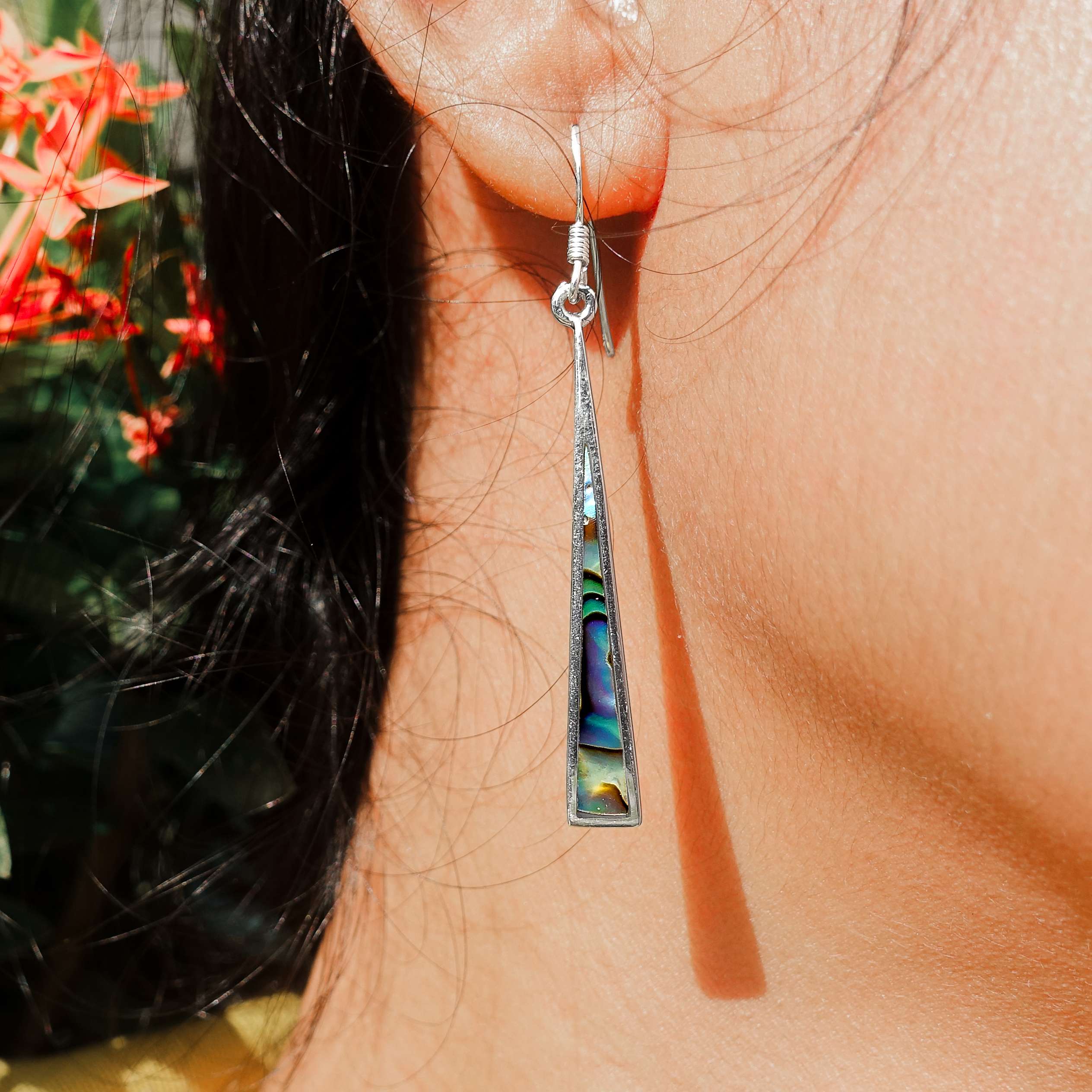 Close-Out-23891 <br> earring elongated triangle ABALONE - Image 2