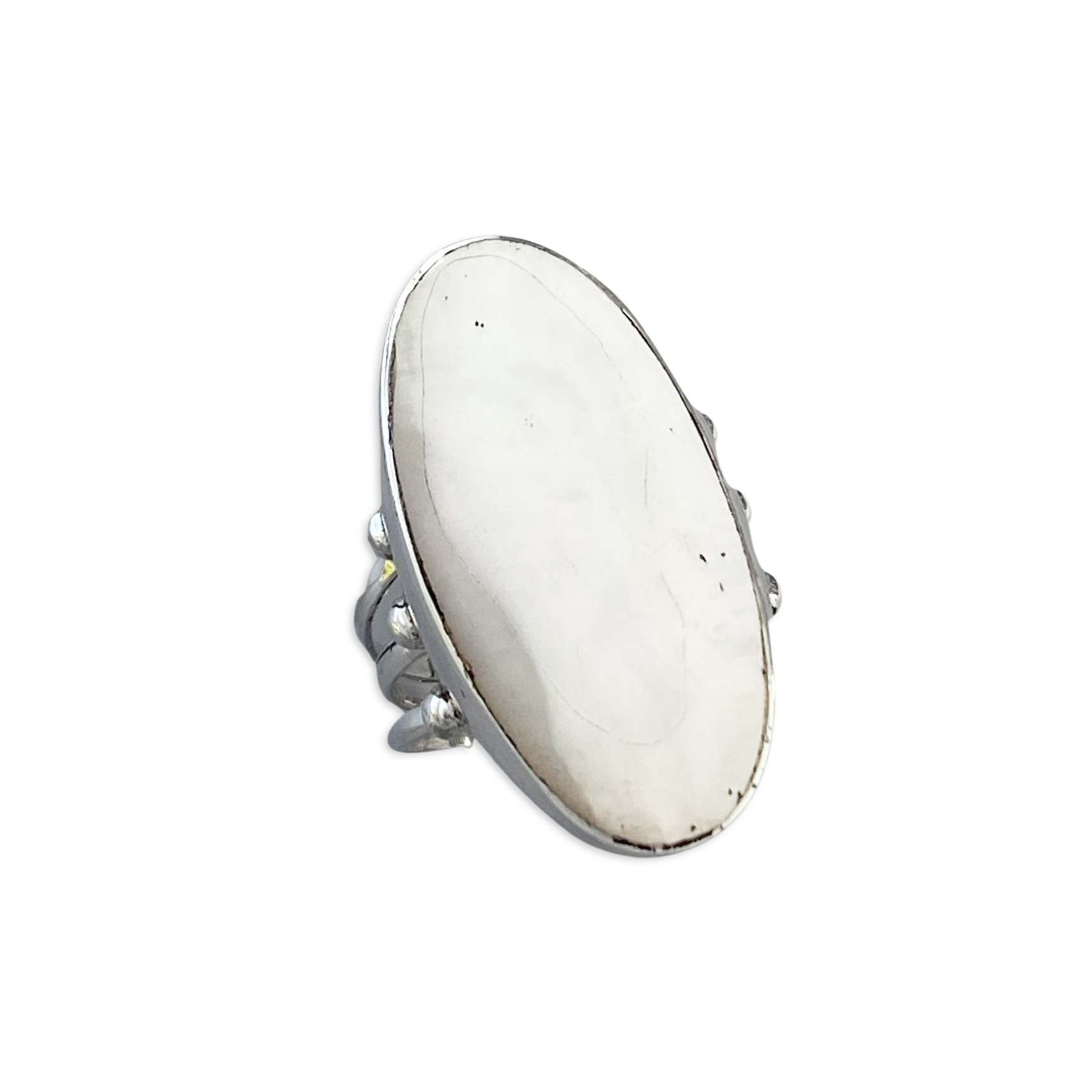14113 <br> ring 3 branches oval MOP stone w/beads - Image 2