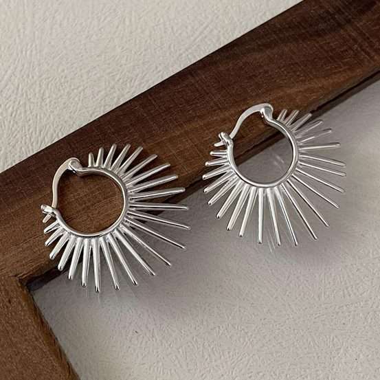 26168 earring geometric retro sunlight Sterling Silver - Image 2