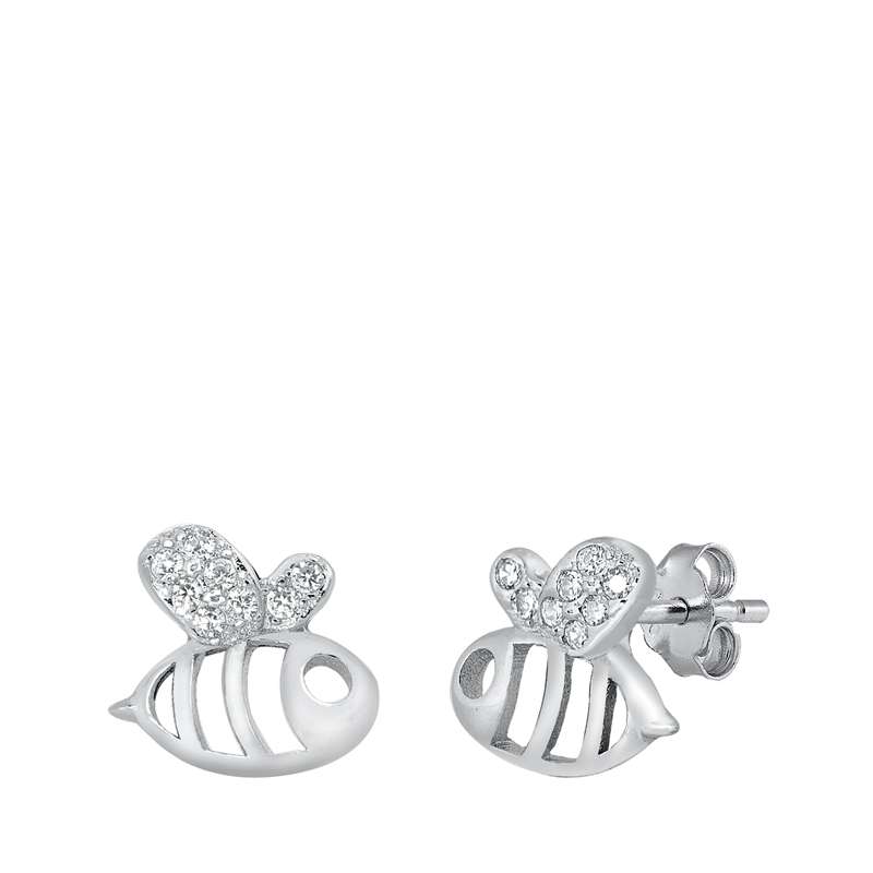 Close-Out-26309 <br> ear stud bumble bee w/ CZ wings - Image 2