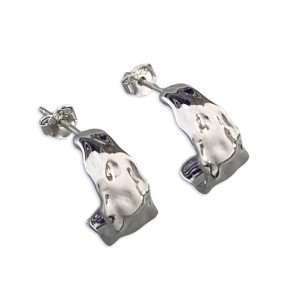 27184 <br> earring irregular geometric C shaped hoop Sterling Silver RP