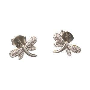 27267 <br> ear stud dragonfly w/ CZ wings Sterling Silver RP