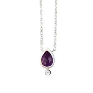 Close-Out-50196 <br> necklace 5x7mm pear shape bezel set w/ 1.5mm rd White Topaz 16" + 2" ext.