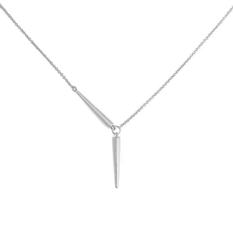 Close-Out-57190 <br> necklace cool girl spike 16"+2" ext chain Sterling Silver PR - Image 1