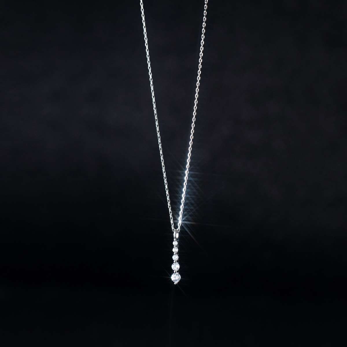 57216 <br> necklace long bar pendant  w/ graduated CZ"S  16+2" ext link chain RP - Image 2
