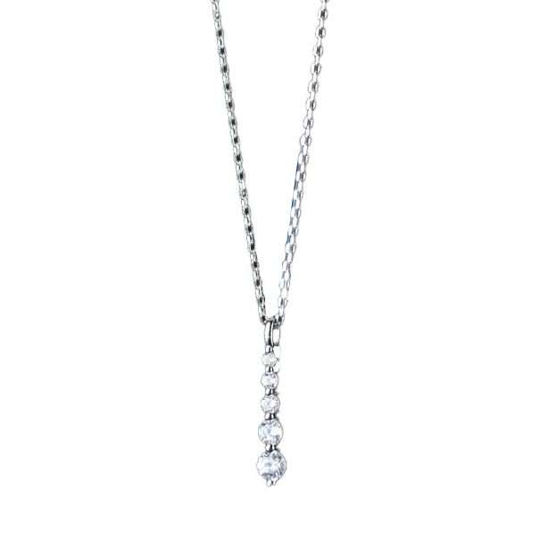 57216 <br> necklace long bar pendant  w/ graduated CZ"S  16+2" ext link chain RP - Image 1