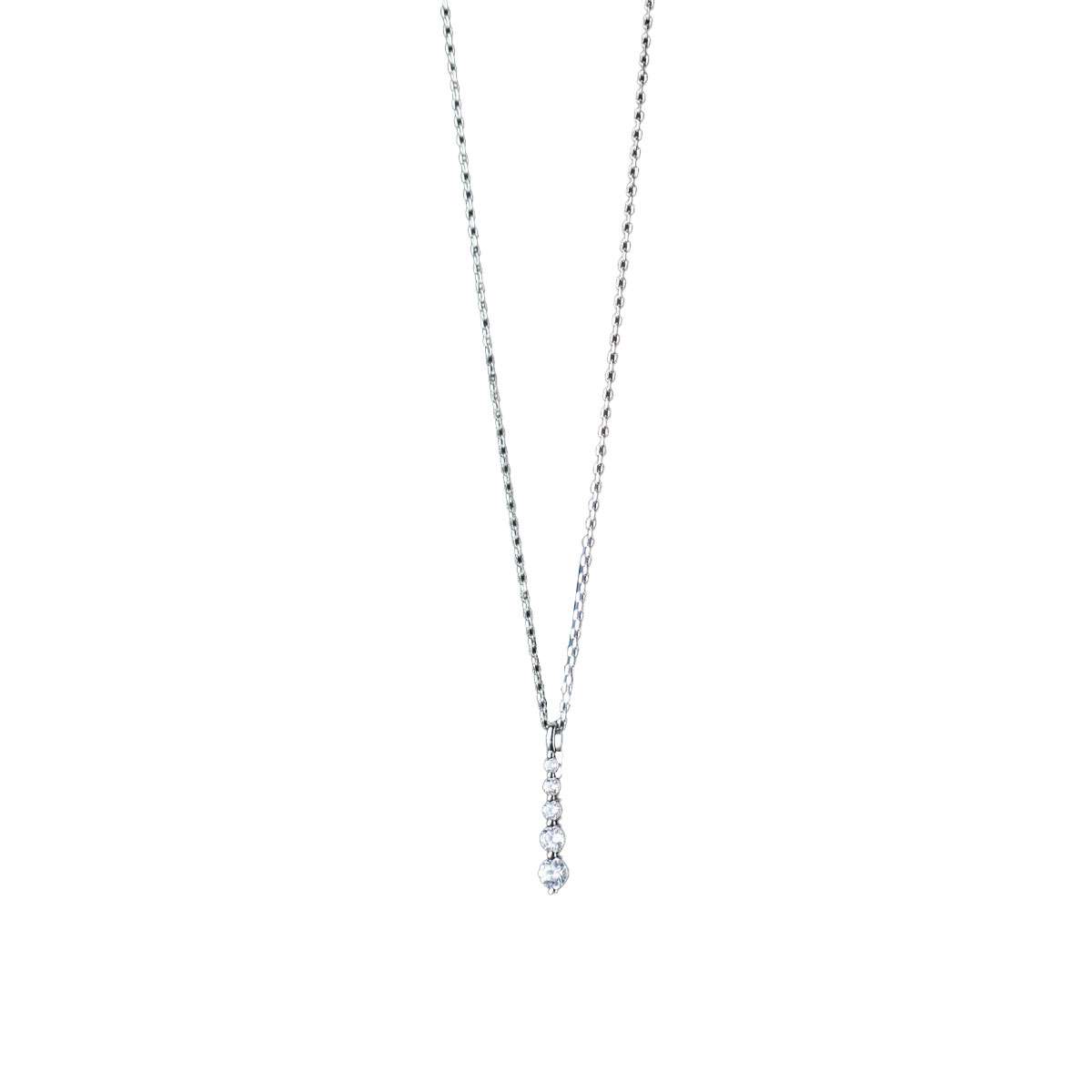 57216 <br> necklace long bar pendant  w/ graduated CZ"S  16+2" ext link chain RP - Image 3