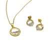 Close-Out-92137 <br> ear stud circle w/ clear crystal and CZ .925 GOLD PLATED - Thumbnail Image 3