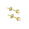 92149 <br> ear stud tiny freshwater pearl in beaded cup .925 Gold Plated - Thumbnail Image 2