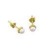 92149 <br> ear stud tiny freshwater pearl in beaded cup .925 Gold Plated - Thumbnail Image 1