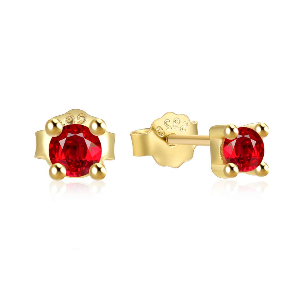 92184 <br> ear stud 4mm rd CZ birthstone .925 Gold Plated - Image 3