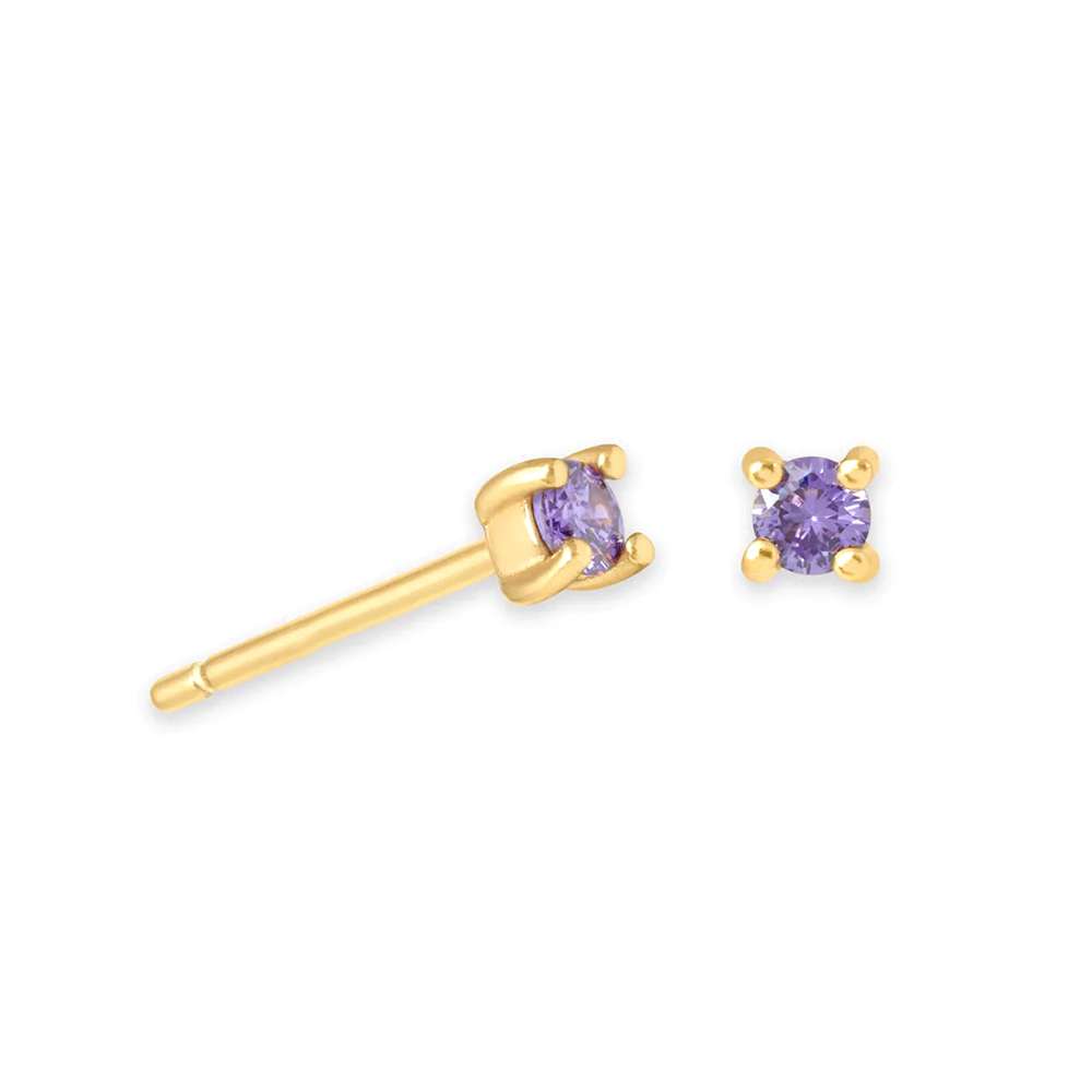92184 <br> ear stud 4mm rd CZ birthstone .925 Gold Plated - Image 5