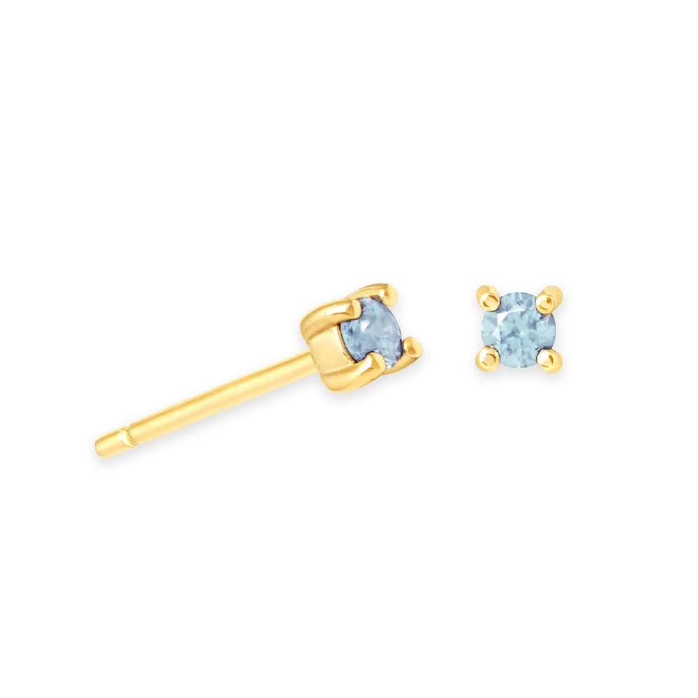 92184 <br> ear stud 4mm rd CZ birthstone .925 Gold Plated - Image 6