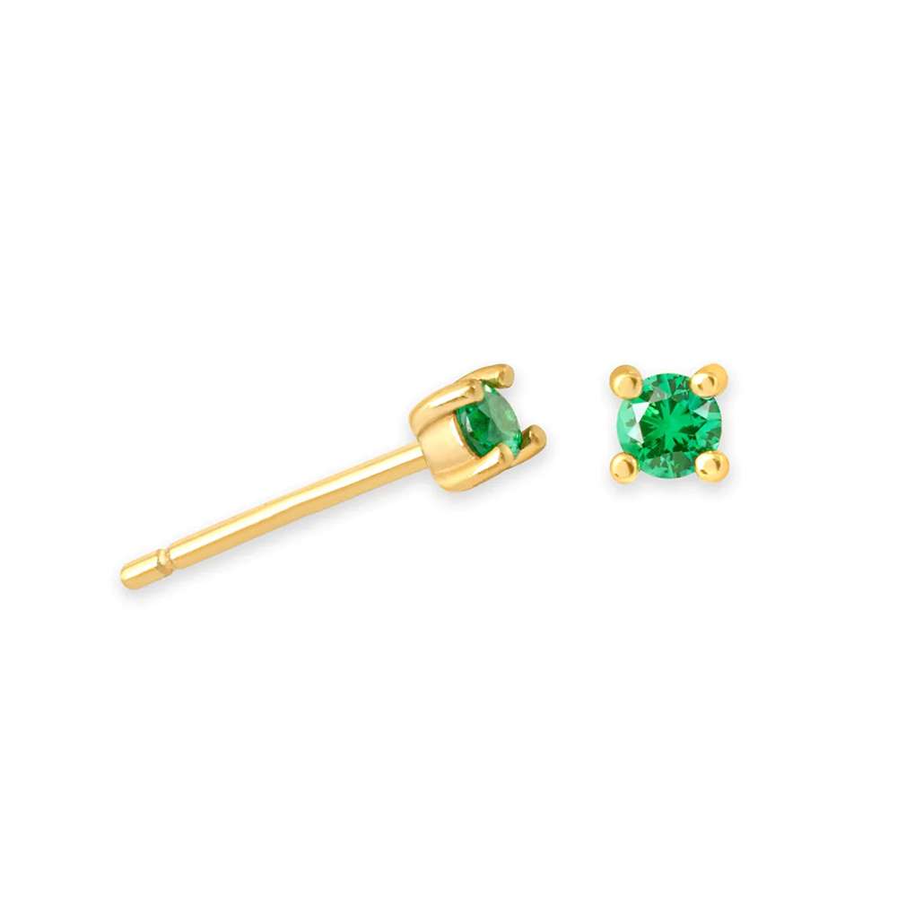 92184 <br> ear stud 4mm rd CZ birthstone .925 Gold Plated - Image 8