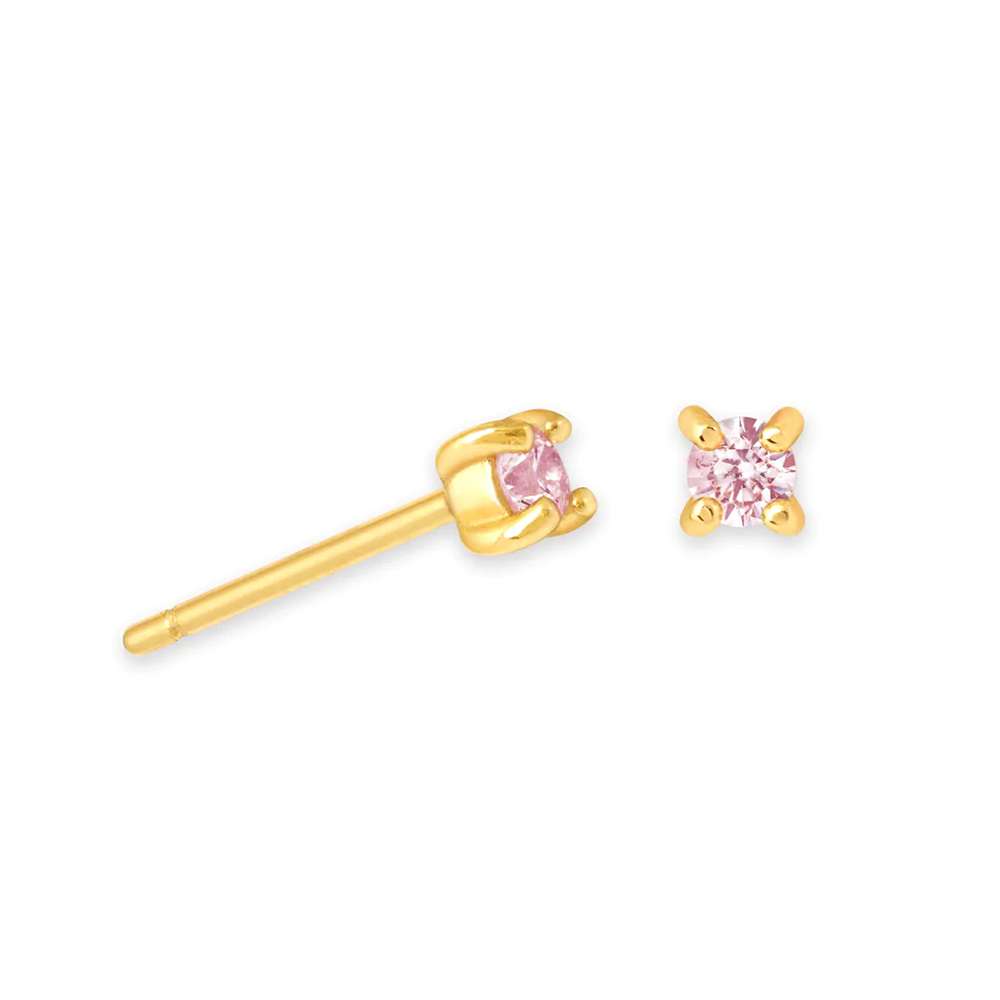 92184 <br> ear stud 4mm rd CZ birthstone .925 Gold Plated - Image 14
