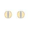 Close-Out-92185 <br> ear stud disc w/ line of CZ's .925 Gold Plated - Thumbnail Image 2
