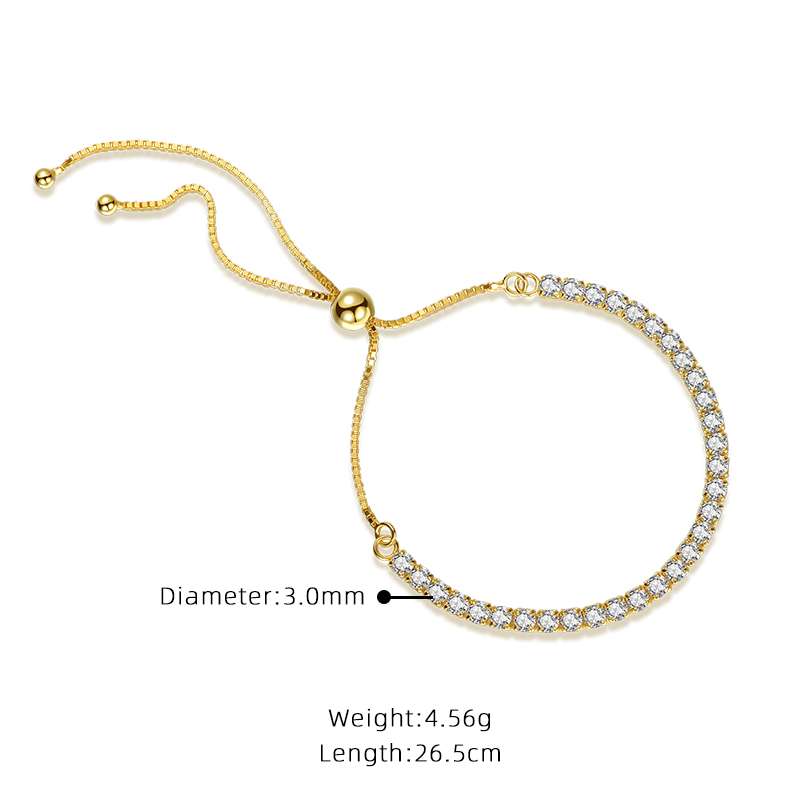 Close-Out-94988 <br> bracelet square 3mm CZ tennis bracelet .925 Gold Plated - Image 2