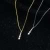 Close-Out-95126 <br> necklace long bar pendant w/ graduated CZ"S 16+2" ext chain .925 Gold Plated - Thumbnail Image 2