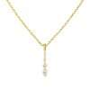 Close-Out-95126 <br> necklace long bar pendant w/ graduated CZ"S 16+2" ext chain .925 Gold Plated - Thumbnail Image 1