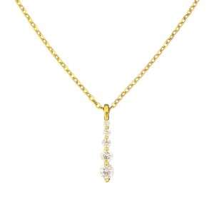 Close-Out-95126 <br> necklace long bar pendant w/ graduated CZ"S 16+2" ext chain .925 Gold Plated