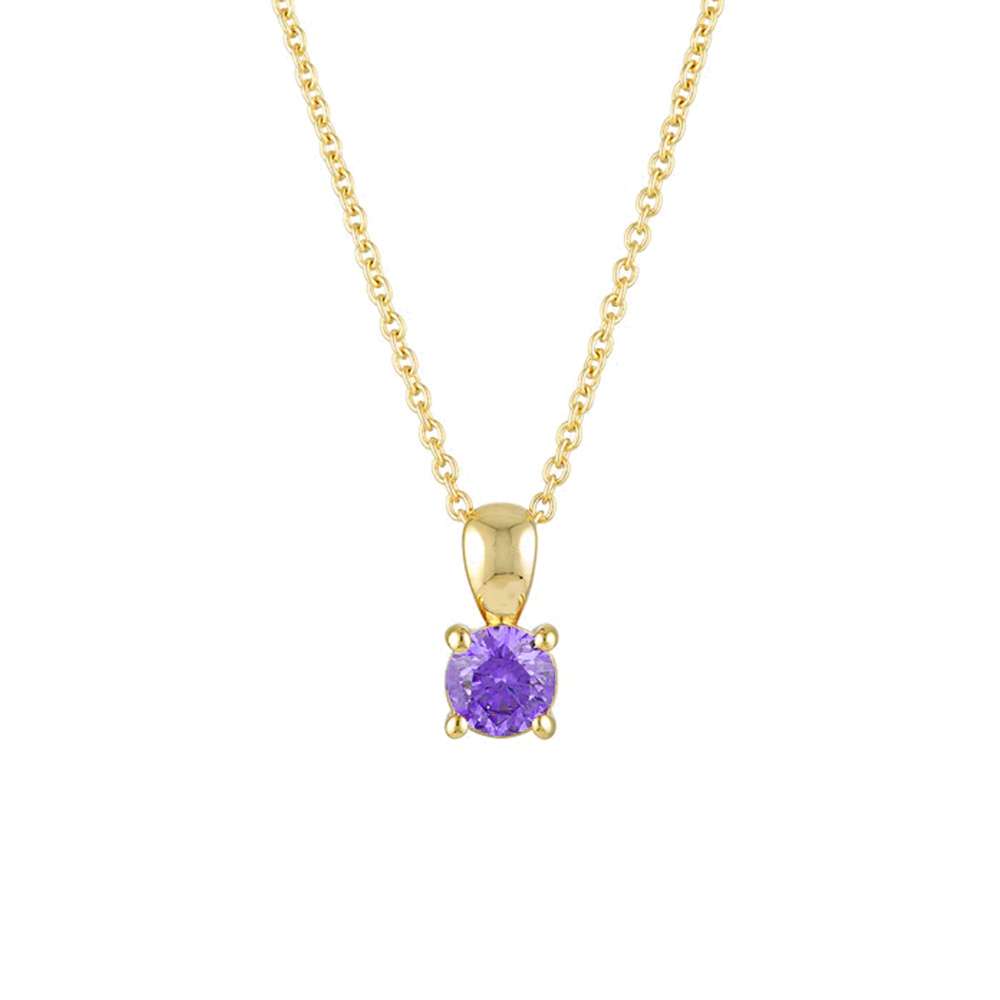 95184 <br> necklace 5mm round birthstone 16"+2" ext .925 Gold Plated - Image 9