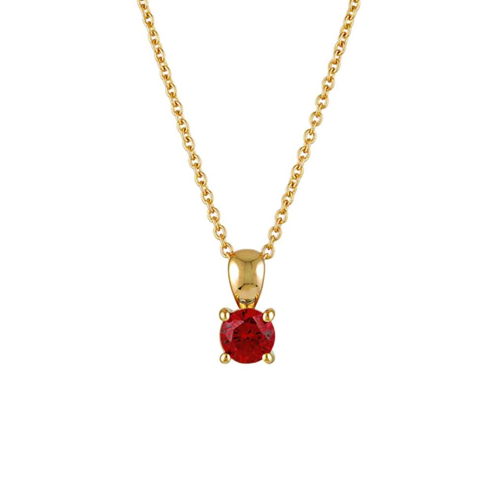 95184 <br> necklace 5mm round birthstone 16"+2" ext .925 Gold Plated - Image 4