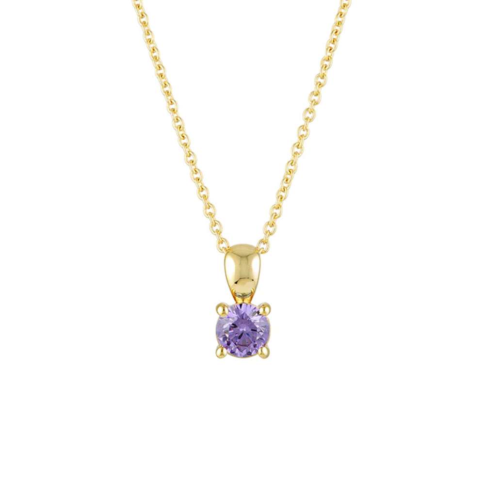 95184 <br> necklace 5mm round birthstone 16"+2" ext .925 Gold Plated - Image 5