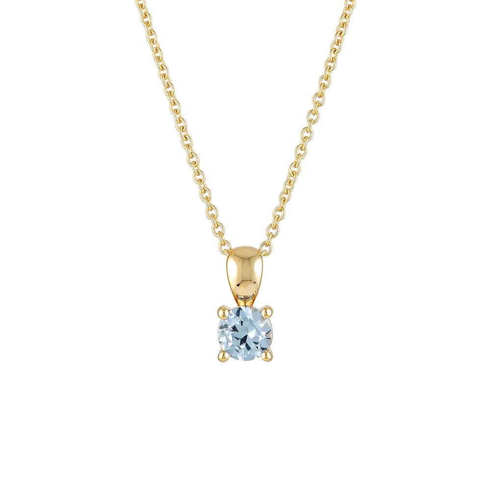 95184 <br> necklace 5mm round birthstone 16"+2" ext .925 Gold Plated - Image 6