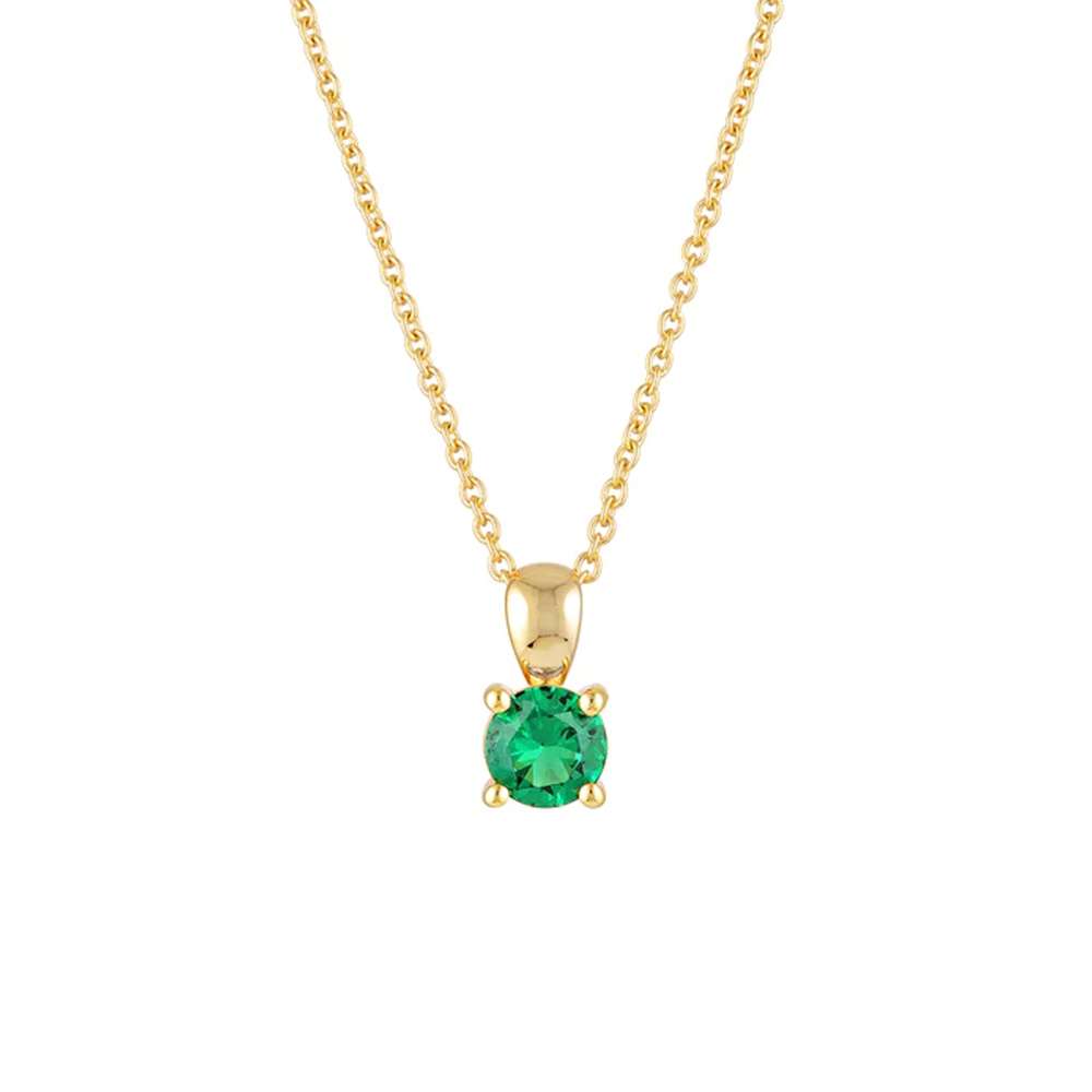 95184 <br> necklace 5mm round birthstone 16"+2" ext .925 Gold Plated - Image 8